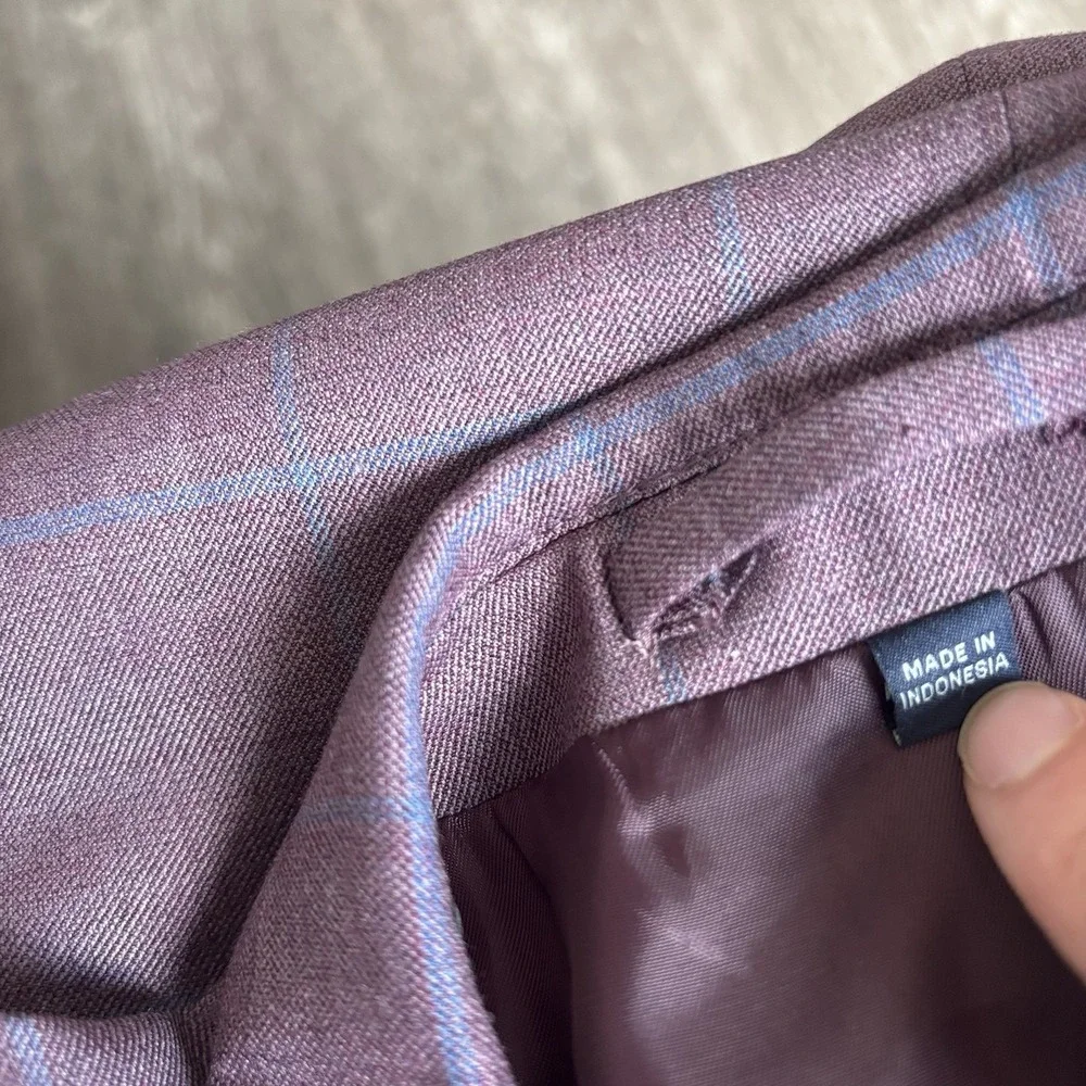 Jos A Bank Tailored Fit Blazer Sport Coat Windowpane Sz 50R Wool Blend Old Money